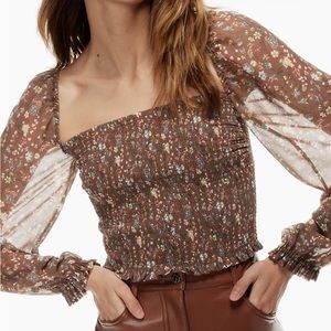 Wilfred Saga square neck blouse with bodice and chiffon sleeves - Small